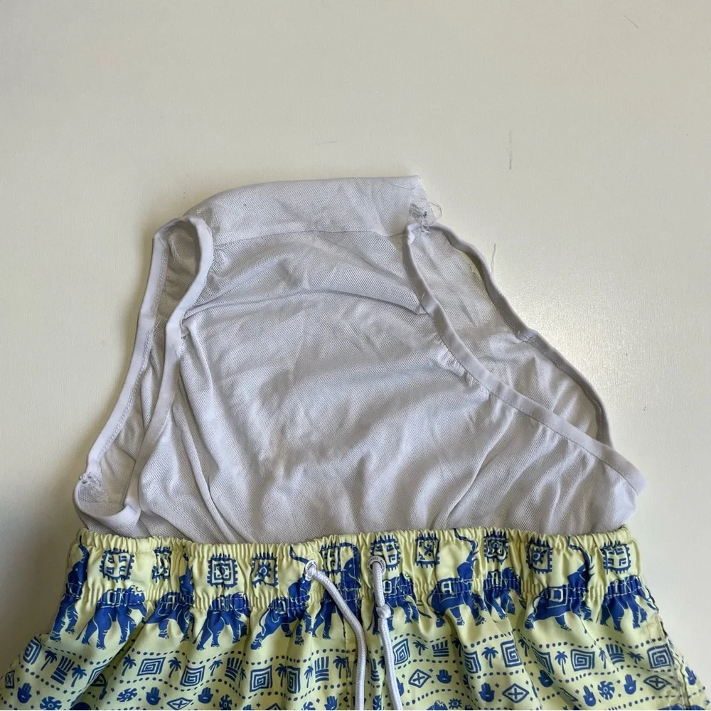 Boardies Swim Shorts Trunks Mesh Liner Size Medium Yellow Blue Elephants - Picture 6 of 6